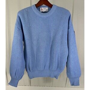 VTG 1988 Calgary XV Winter Olympics White Rail Sweater Light Blue Sz L 100% Wool